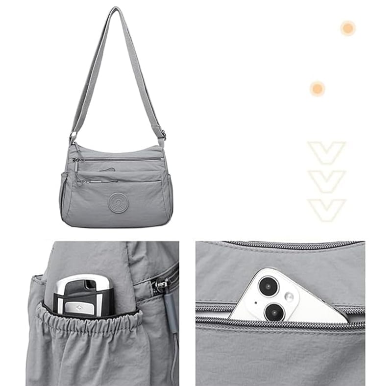 Solid Color Fashionable Multi-pocket Zipper Crossbody Bag