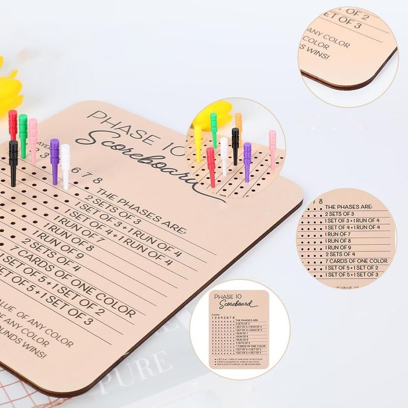 Wooden Phase 10 Score board