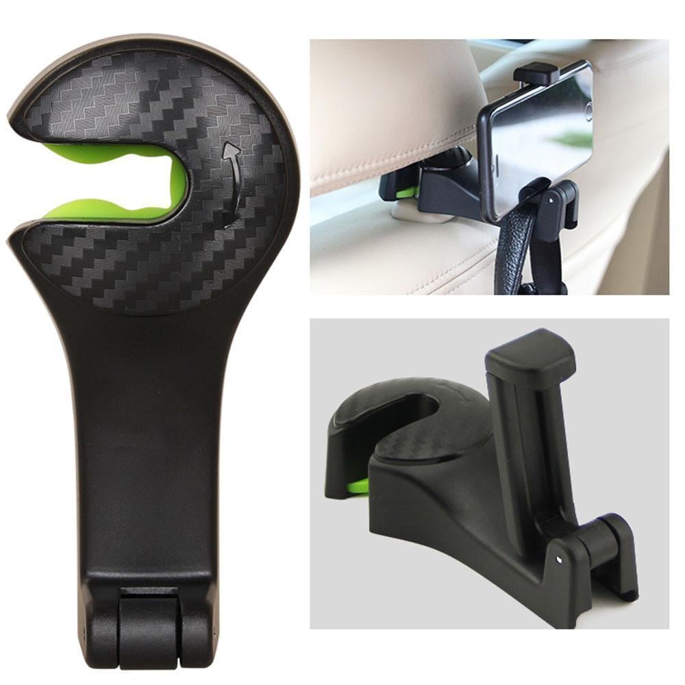 Gancho trasero para asiento de coche con soporte para teléfono móvil (2 piezas)