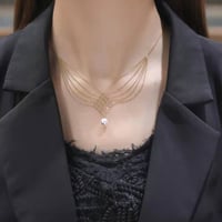 Mermaid Necklace Pearl Pendant Multi-layer Chain