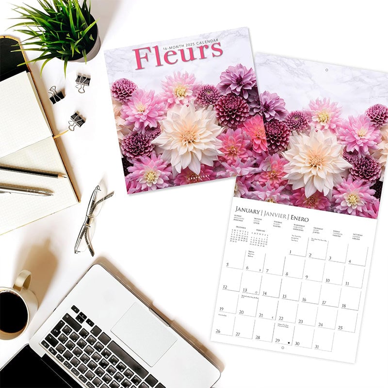 Graphique 2025 Fleurs Wall Calendar