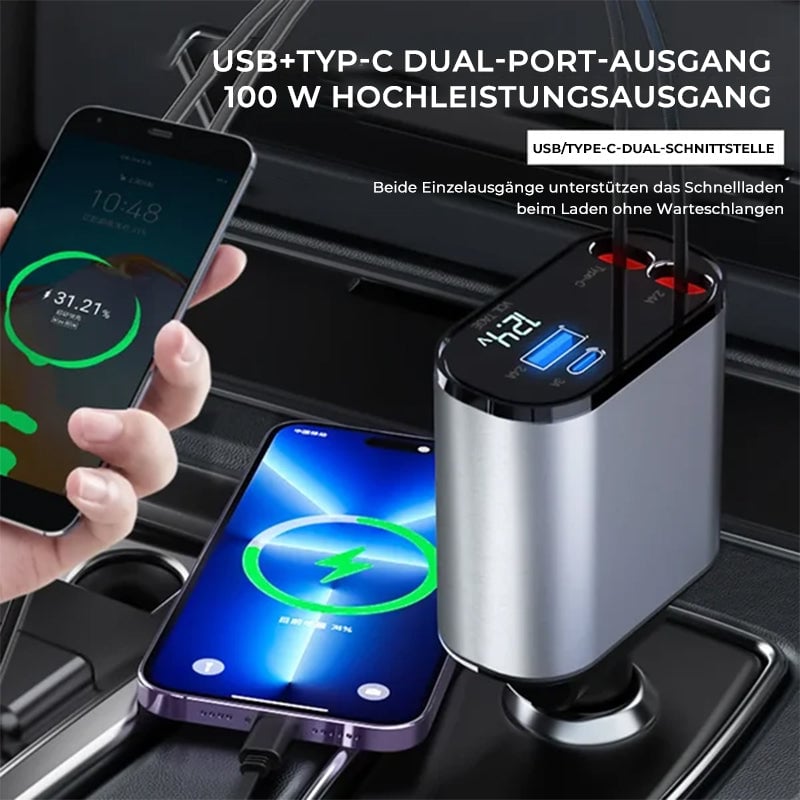 Einziehbares Autoladegerät（Typ C, iPhone）