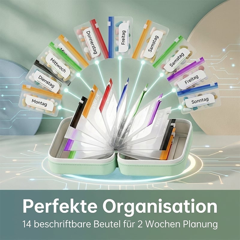Premium wasserdichtes PU-Reisepillenorganizer-Set