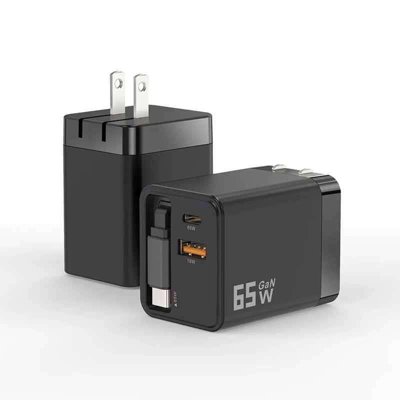 65 W GaN 3-in-1 einziehbares Schnellladegerät