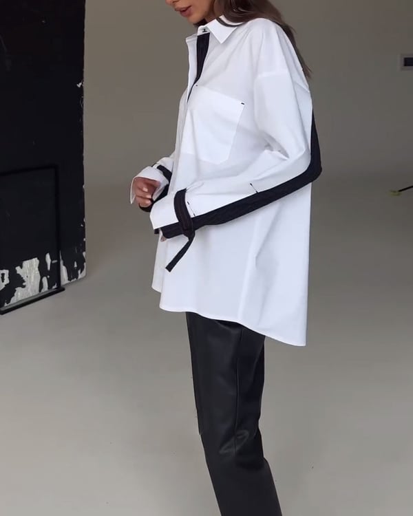 Koszula z kieszeniami i wstawkami kolorów