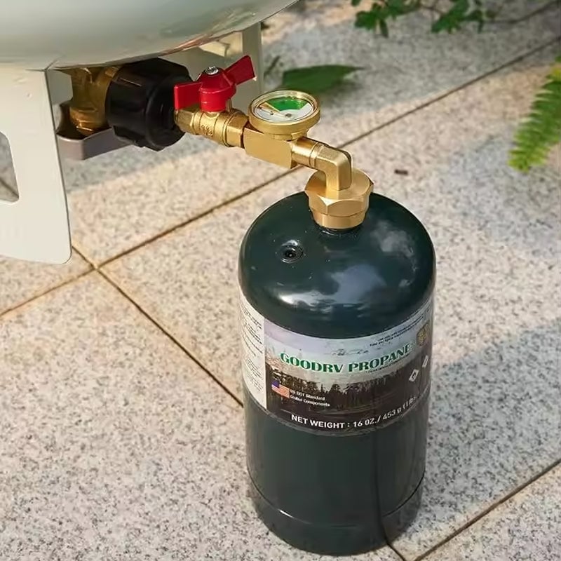 Top-vurderet propangas refill "albue-adapter" med tankmåler