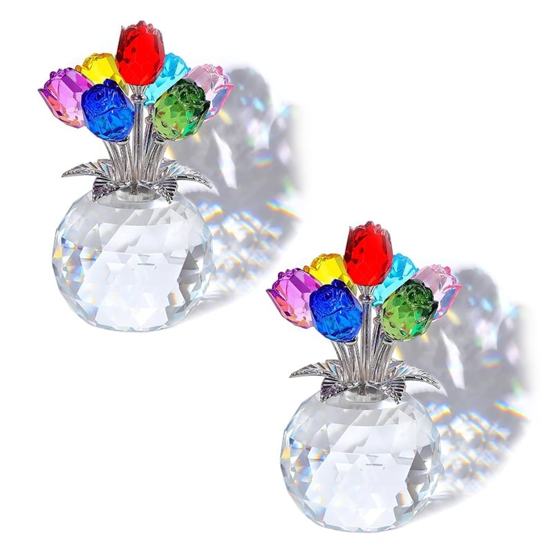 7-Color Crystal Rose Floral Keepsake
