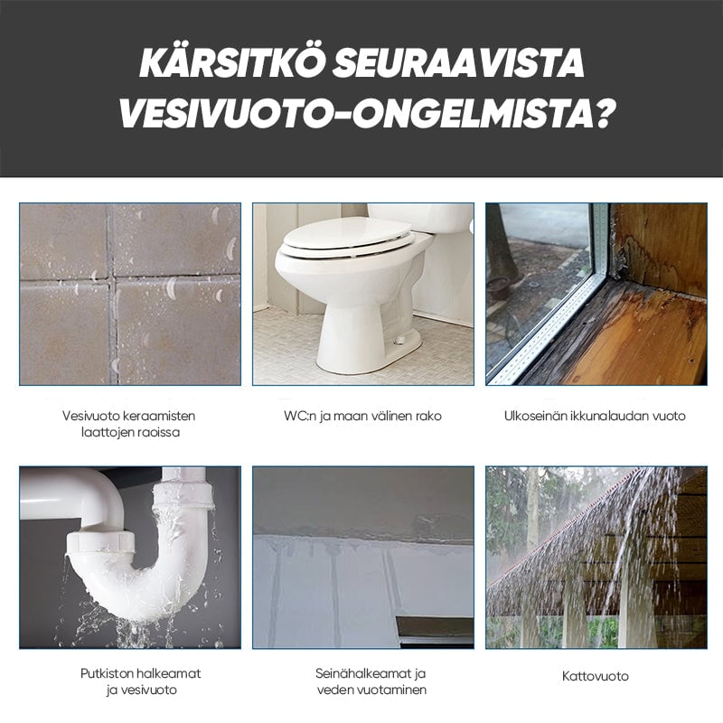 Kirkas vedenpitävä laastari- ja tiivisteneste