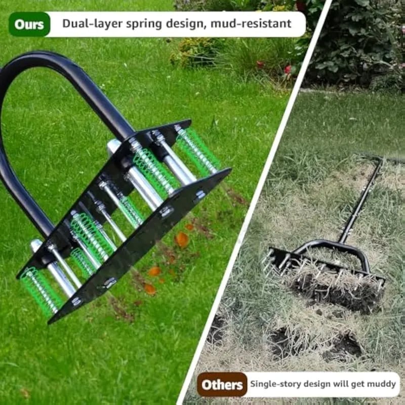Manual Spring-Loaded Lawn Aerator & Tiller