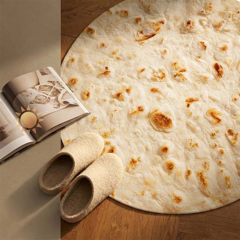 Realistic Food Print Round Flannel Throw Blanket