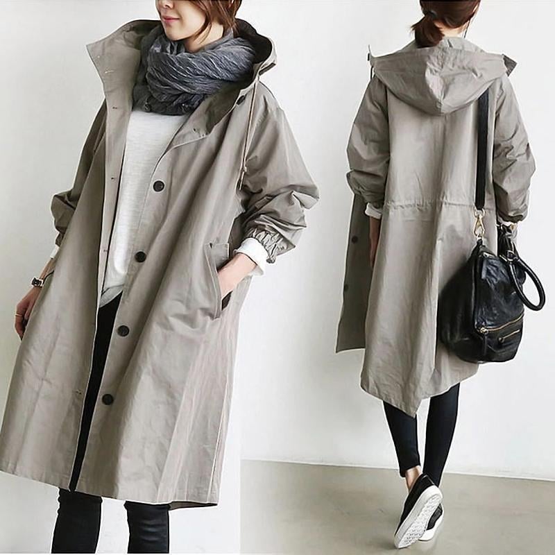 Wasserabweisende, lose Windjacke mit Kapuze