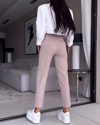 Solid color slim fit casual suit pants