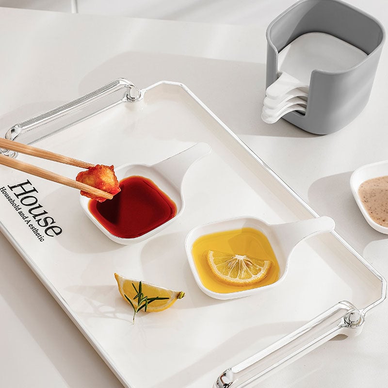 Dipping Sauce Plate and Holder Set, 6Pcs