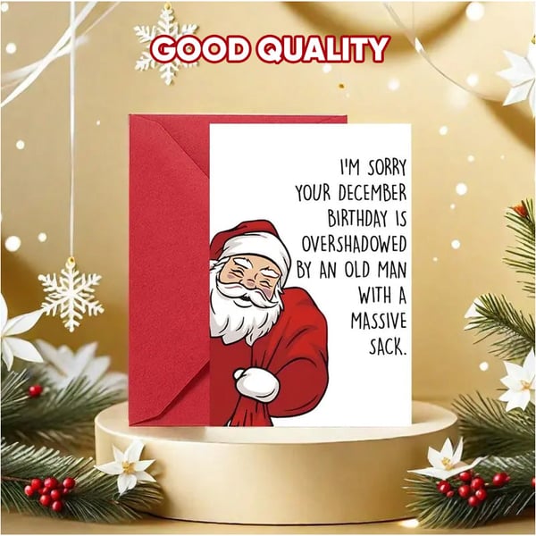 Cartoon Santa Claus Birthday Card