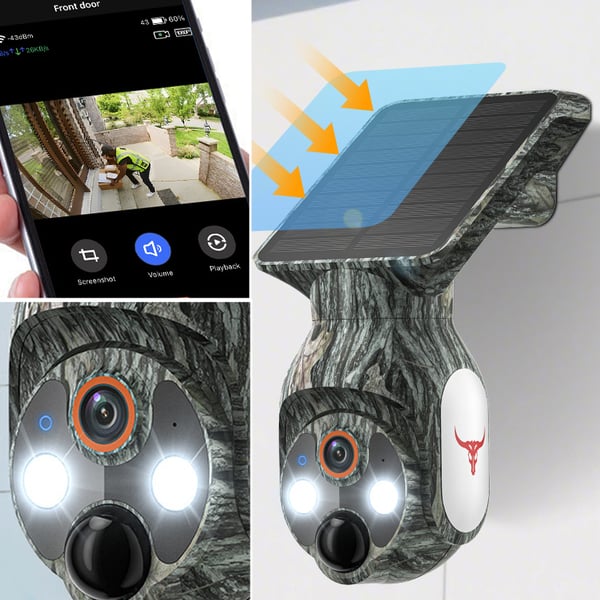 Solar powered color night vision camera