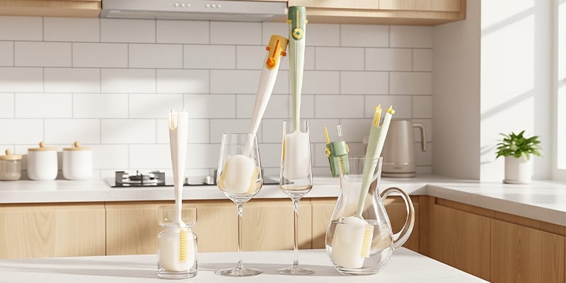 Brush cleaning tall bottle