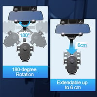 360° Rotatable and Retractable Car Rearview Mirror Phone Holder