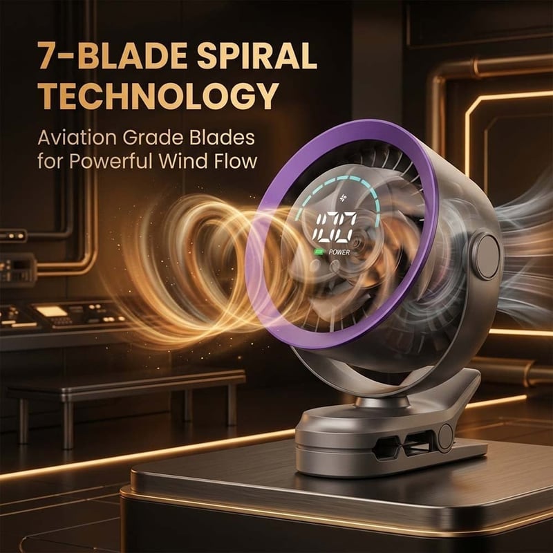 High-Speed Clip-on Fan with LED Display