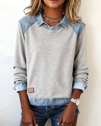 Blouse modieuze revers lange mouwen