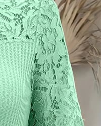 Lace Panel Knitted T-Shirt