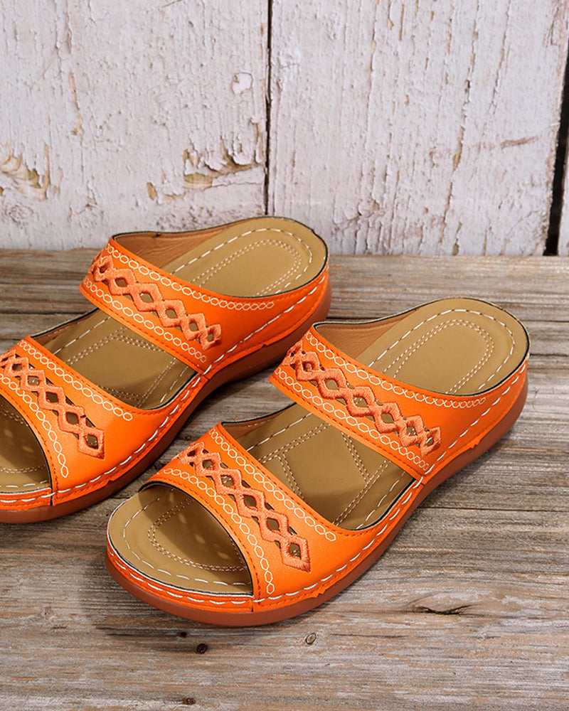 Solid color platform sandals